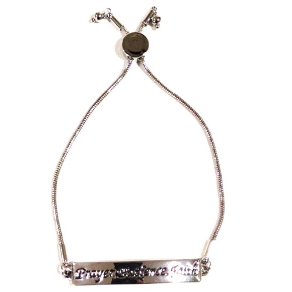 Prayer Love Faith Silver Tone Bracelet – Adjustable Bolo Jewelry for Inspiration - Picture 3 of 8